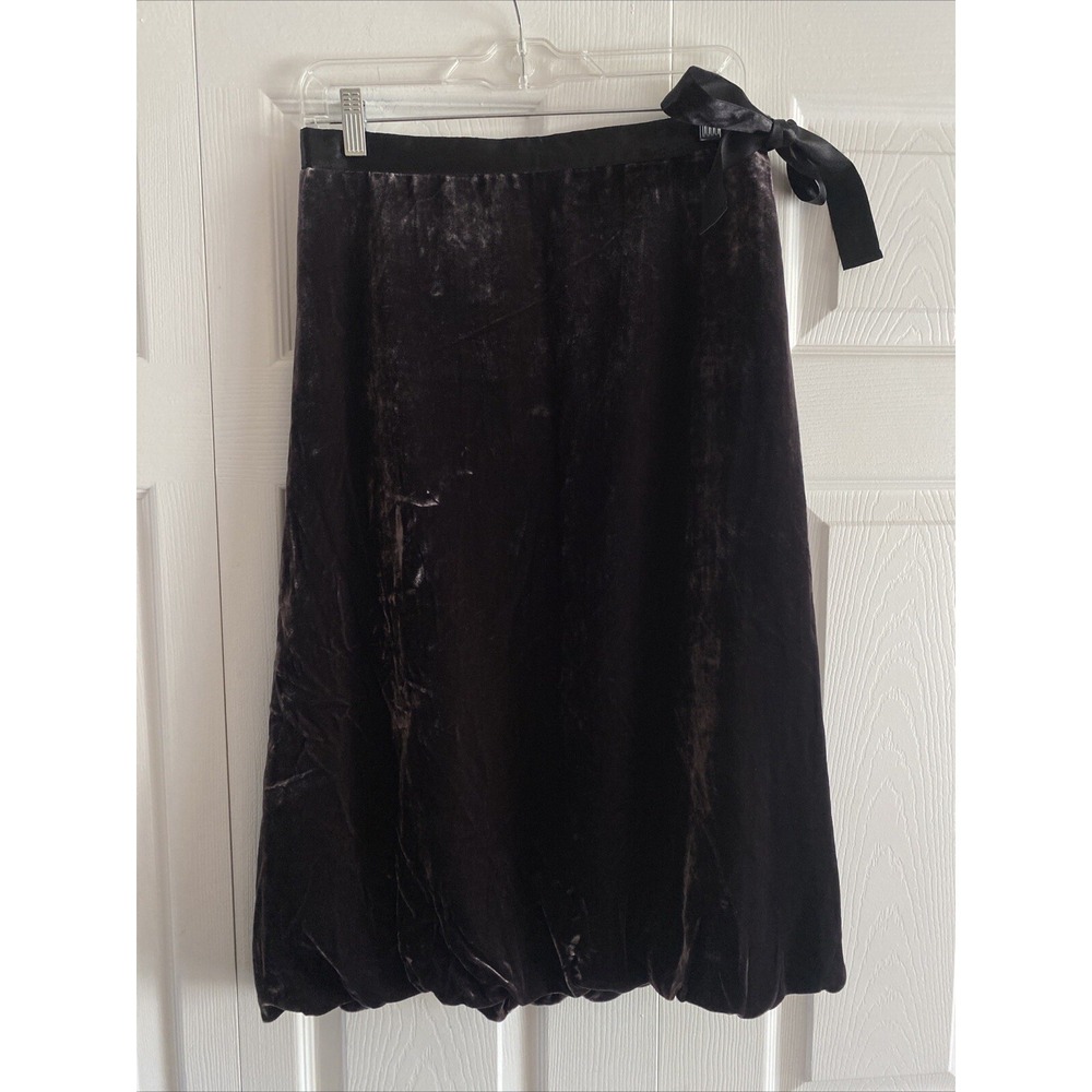 Garnet‎ Hill Silk Blend Velvet Bubble Skirt Womens Size 8 Black Bow Evening Luxe
